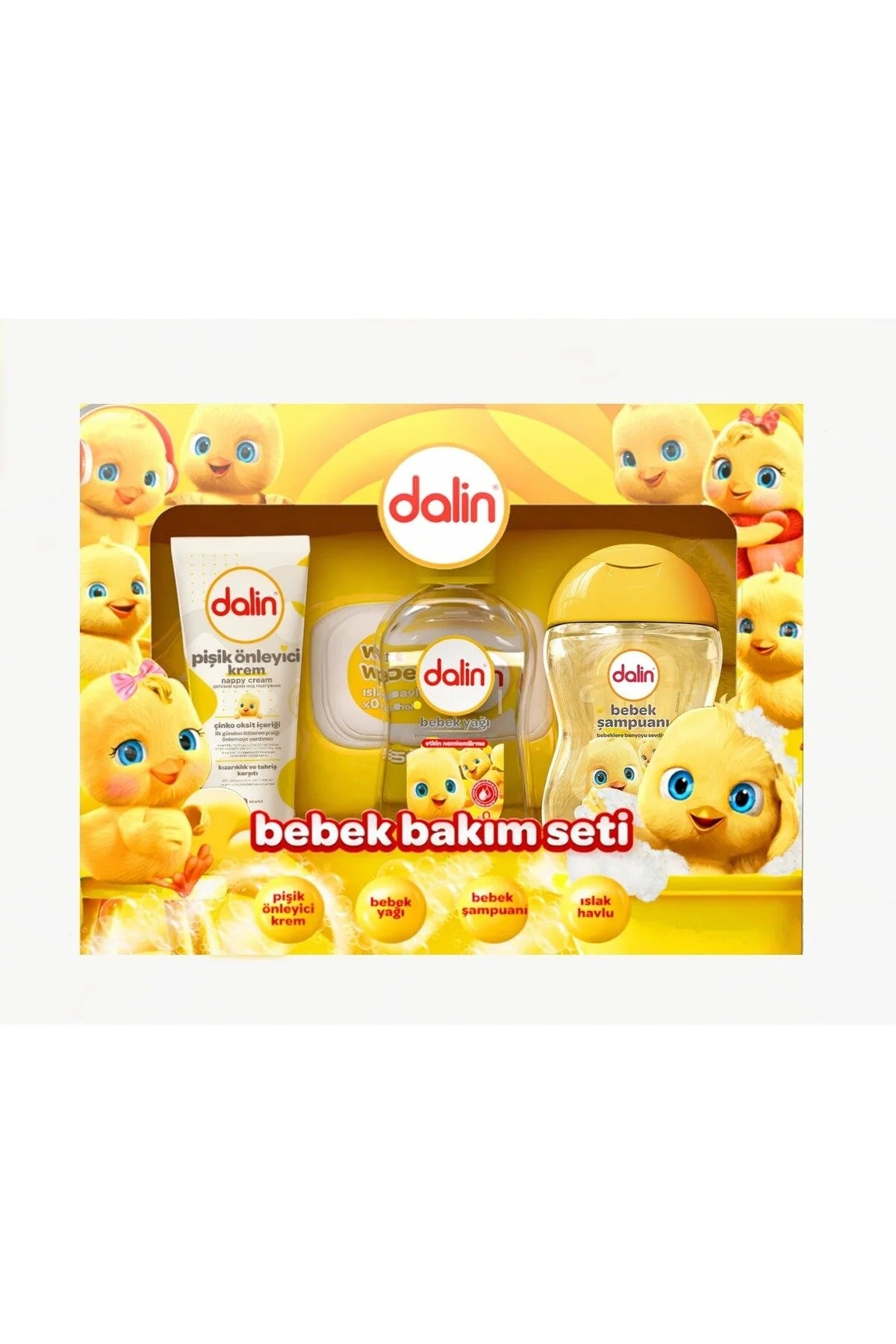 Dalin Bebek Bakım Seti – Bebek Şampuanı, Bebek Yağı, Pişik Önleyici Krem ve Islak Havlu