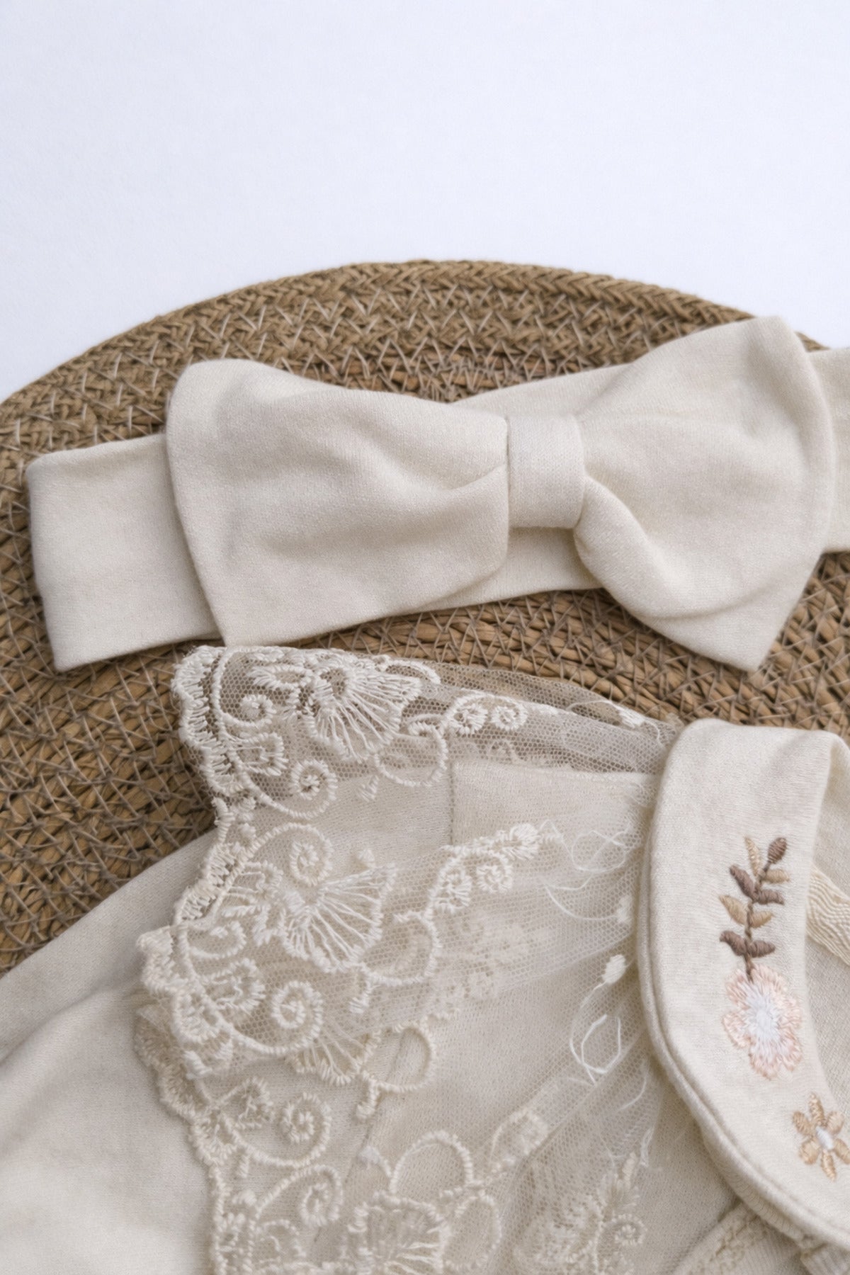 Luxury Soft Çıkarılabilir Dantelli Yaka Romper – Kız Bebek Tulum, %100 Pamuk