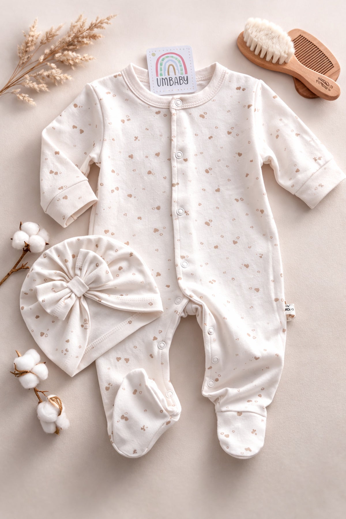 5’Li Set Bebek Tulum & Bone Takımı %100 Pamuk