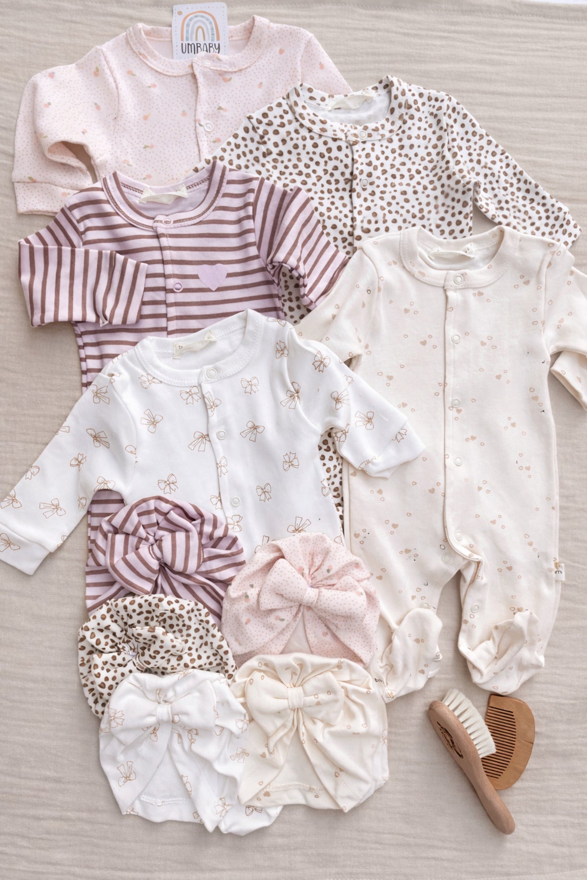 5’Li Set Bebek Tulum & Bone Takımı %100 Pamuk