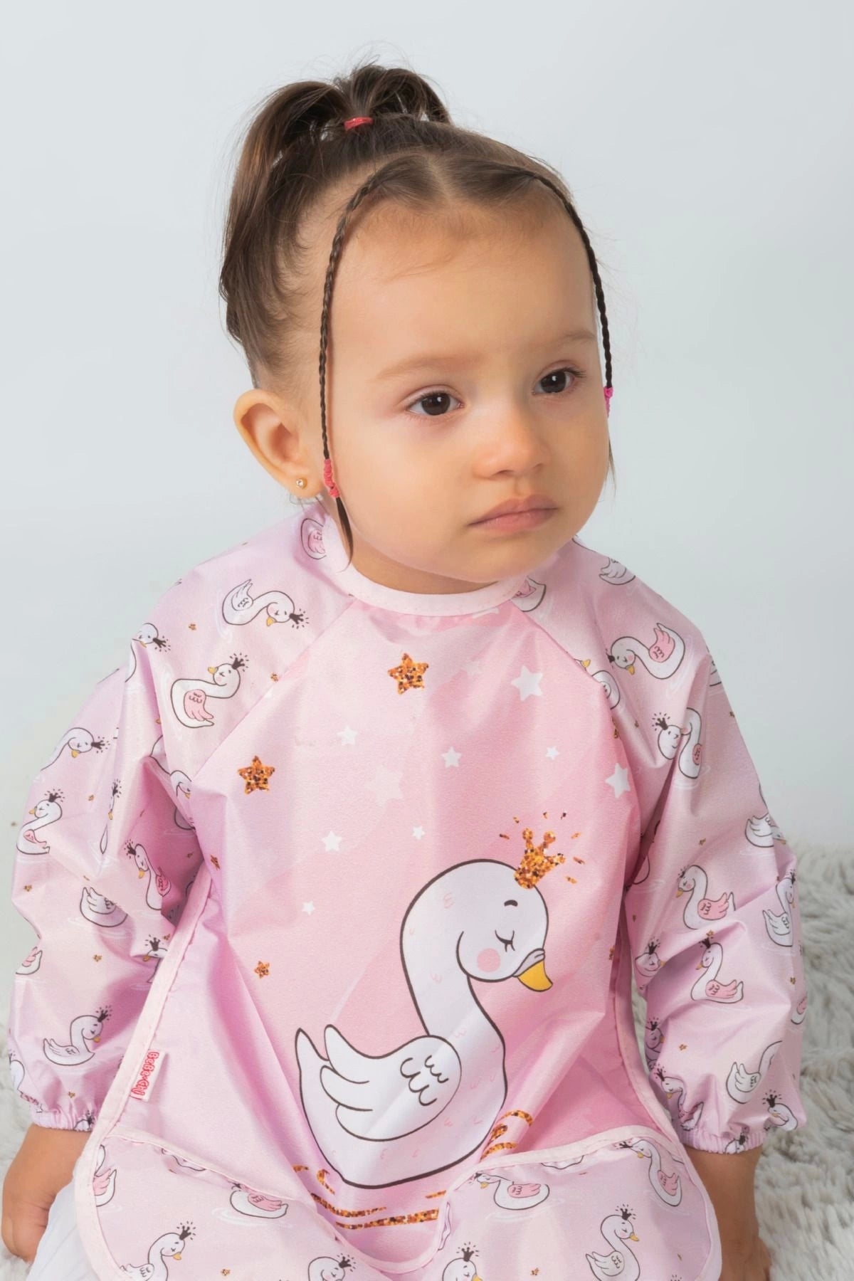 2 Adet Set Kombin Balerin Ayı-kuğu 0-3 Yaş Sıvı Geçirmez Bebek Mama Önlüğü