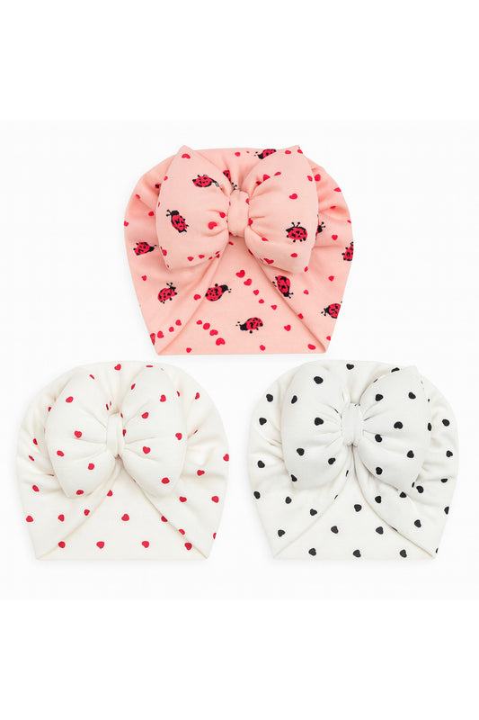 3 Adet Kız Bebek Bone Bandana 0/2 Yaş Pamuklu Soft Yaz Renkleri(GÖRSEL DESENLERİ GÖNDERİLECEKTİR)