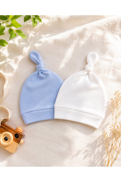 % 100 Pamuklu Penye Yenidoğan Bebek Bere Şapka 4'lü Set