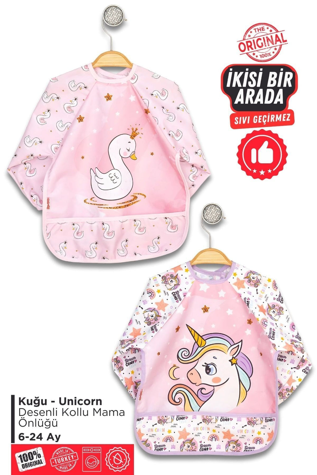 2 Li Giyilebilir Mama Önlüğü Sıvı Geçirmez Microfiber