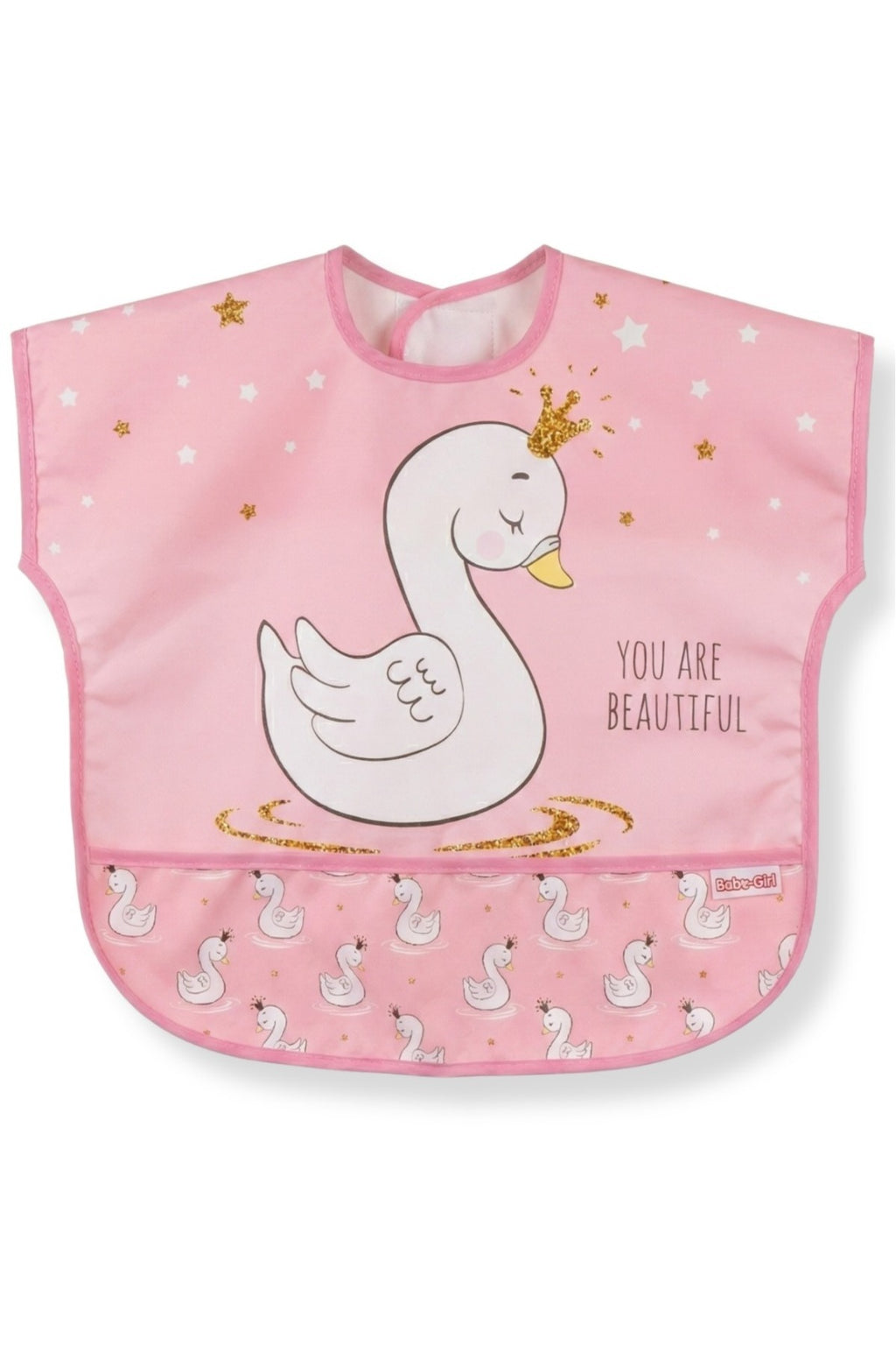 Su Geçirmez Bebek Mama Önlüğü 2’li Set – Kısa Kollu, Yıkanabilir, 6-24 Ay (Sevimli Kuğu&Fil)