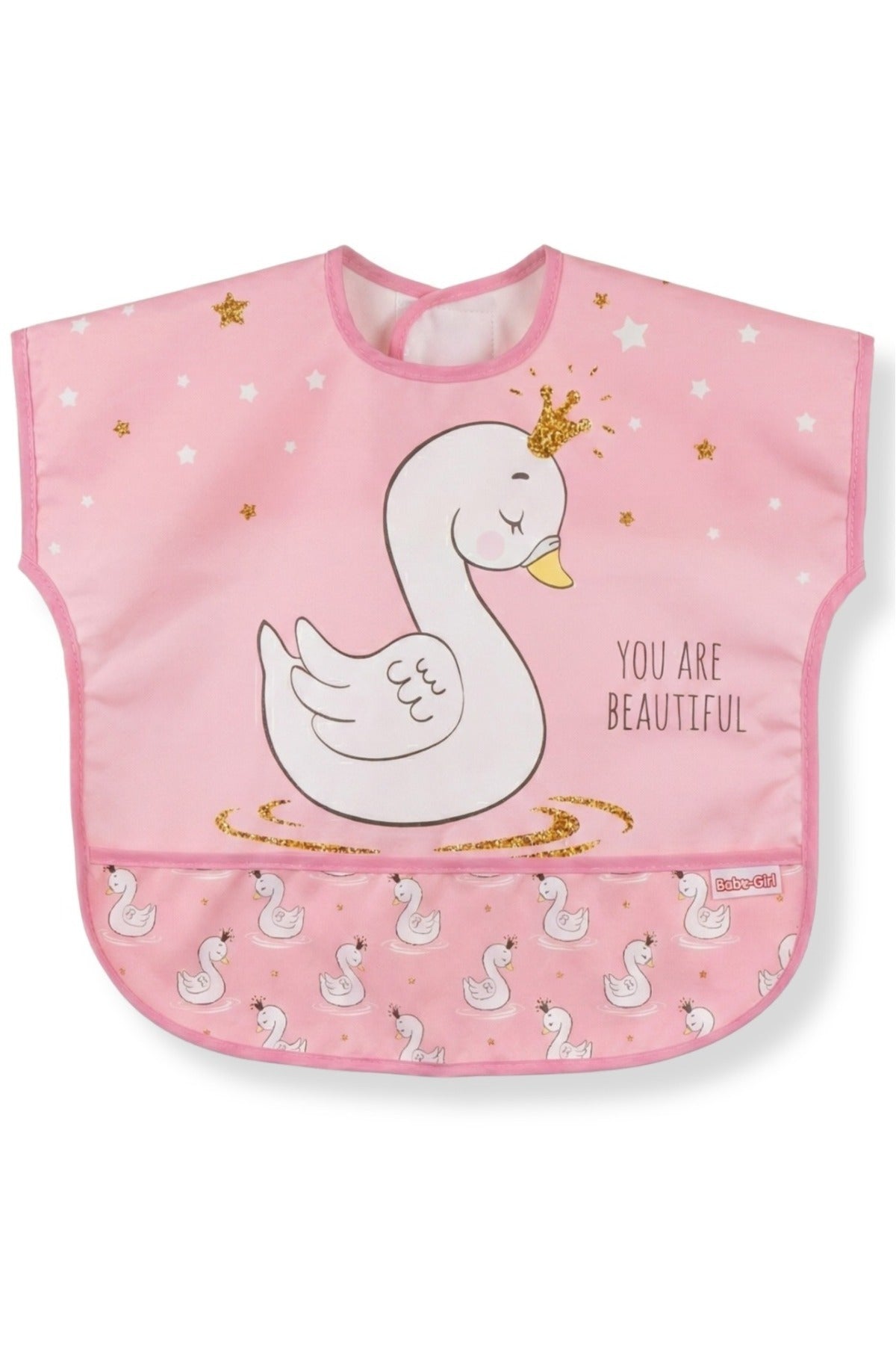 Su Geçirmez Bebek Mama Önlüğü 2’li Set – Kısa Kollu, Yıkanabilir, 6-24 Ay (Sevimli Kuğu&Fil)