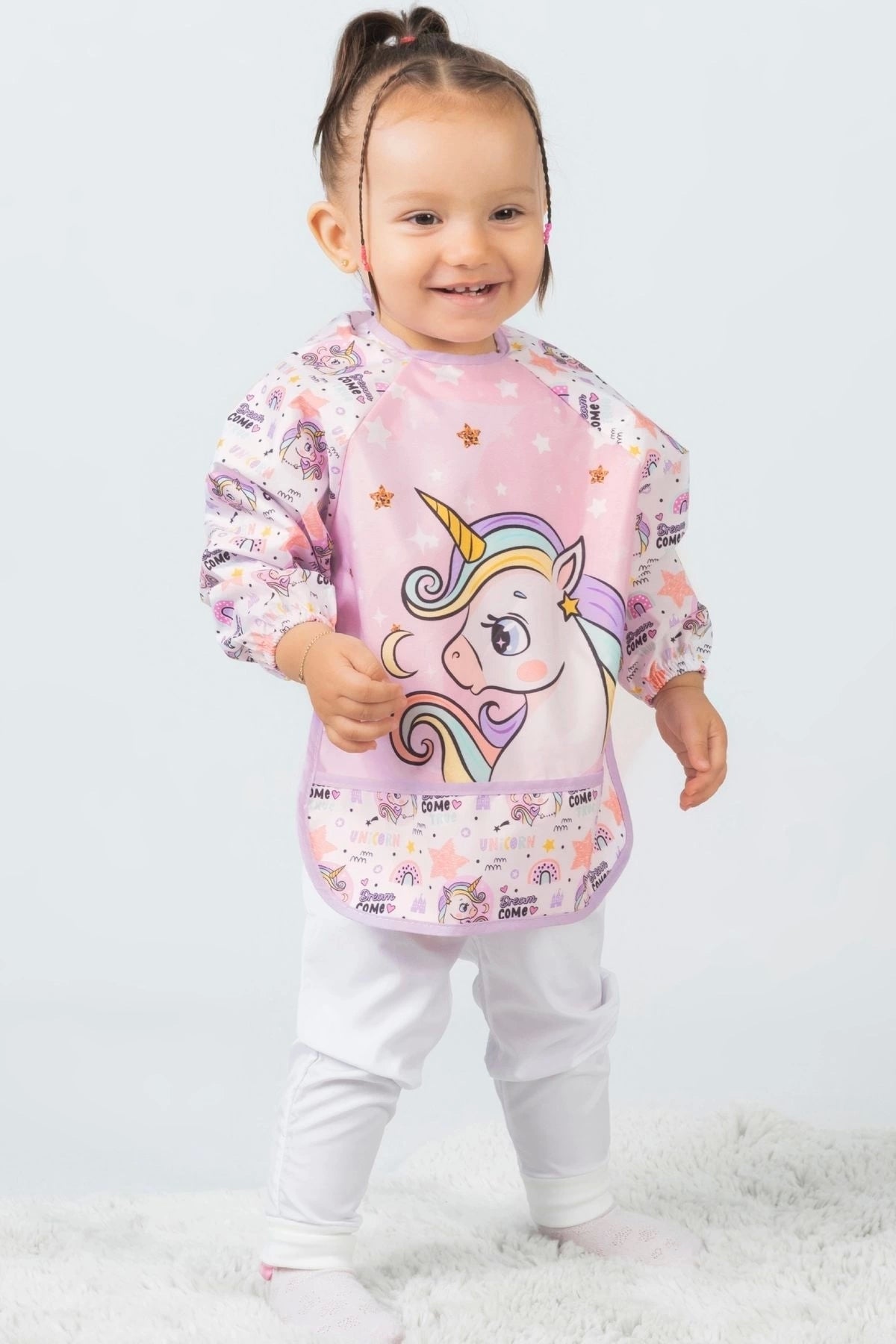 2 Adet Set Kombin Sevimli At-kuğu 0-3 Yaş Sıvı Geçirmez Bebek Mama Önlüğü