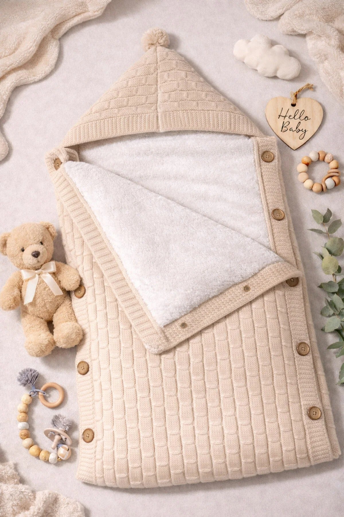 TRİKO BEBEK KUNDAN&BATTANİYE 75CM X45 CM İÇ ASTAR WELSOFT VE ELYAFLI ÜRÜN.