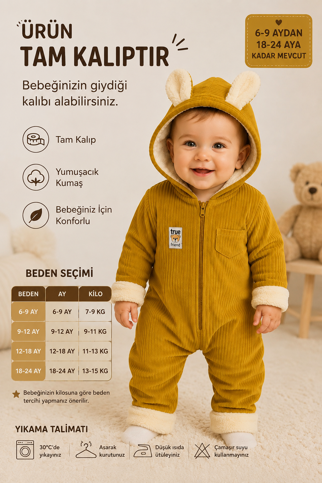 Welsoft Astarlı Kadife Astronot Tulum